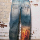 Run Free Horse Print Barrel Jeans - Bridle Up Hope Shop