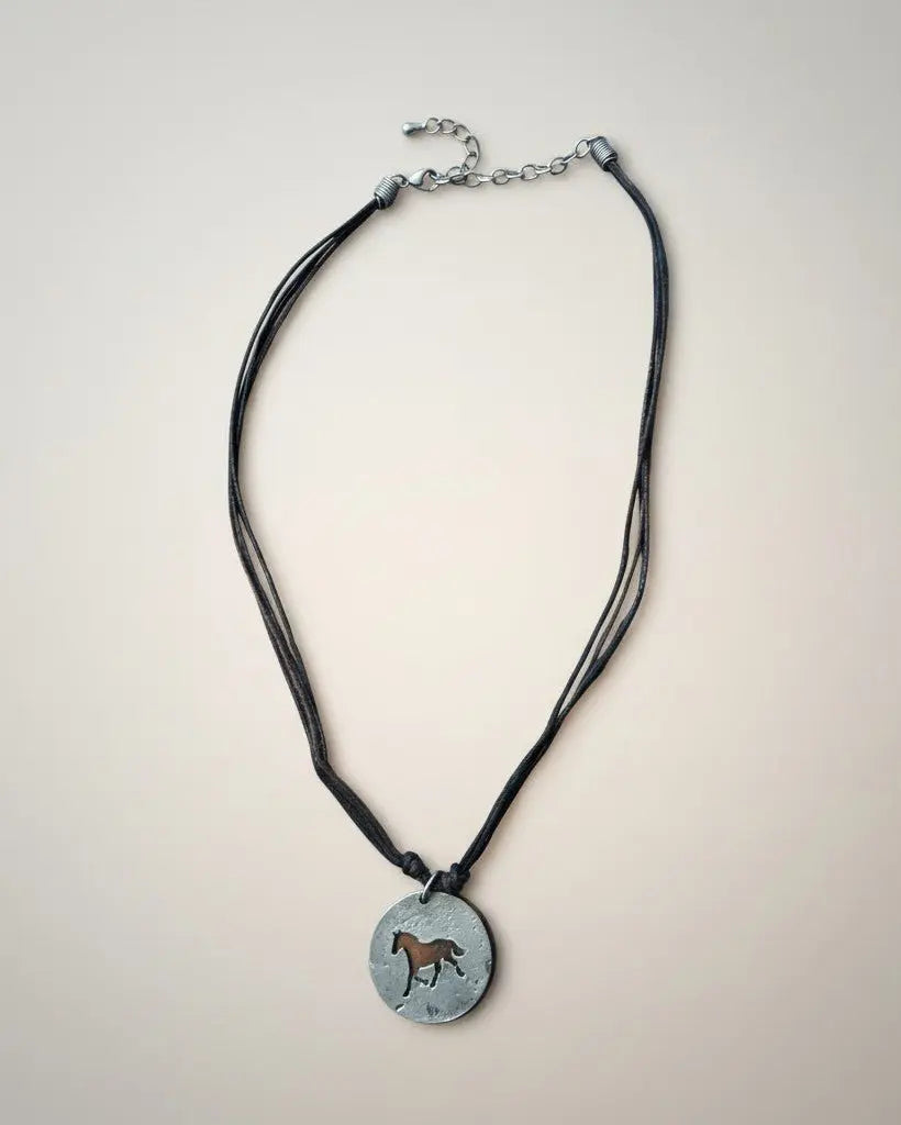 Rustic Horse Cutout Pewter Necklace - Bridle Up Hope Shop