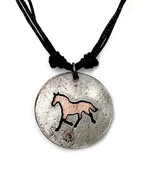 Rustic Horse Cutout Pewter Necklace - Bridle Up Hope Shop