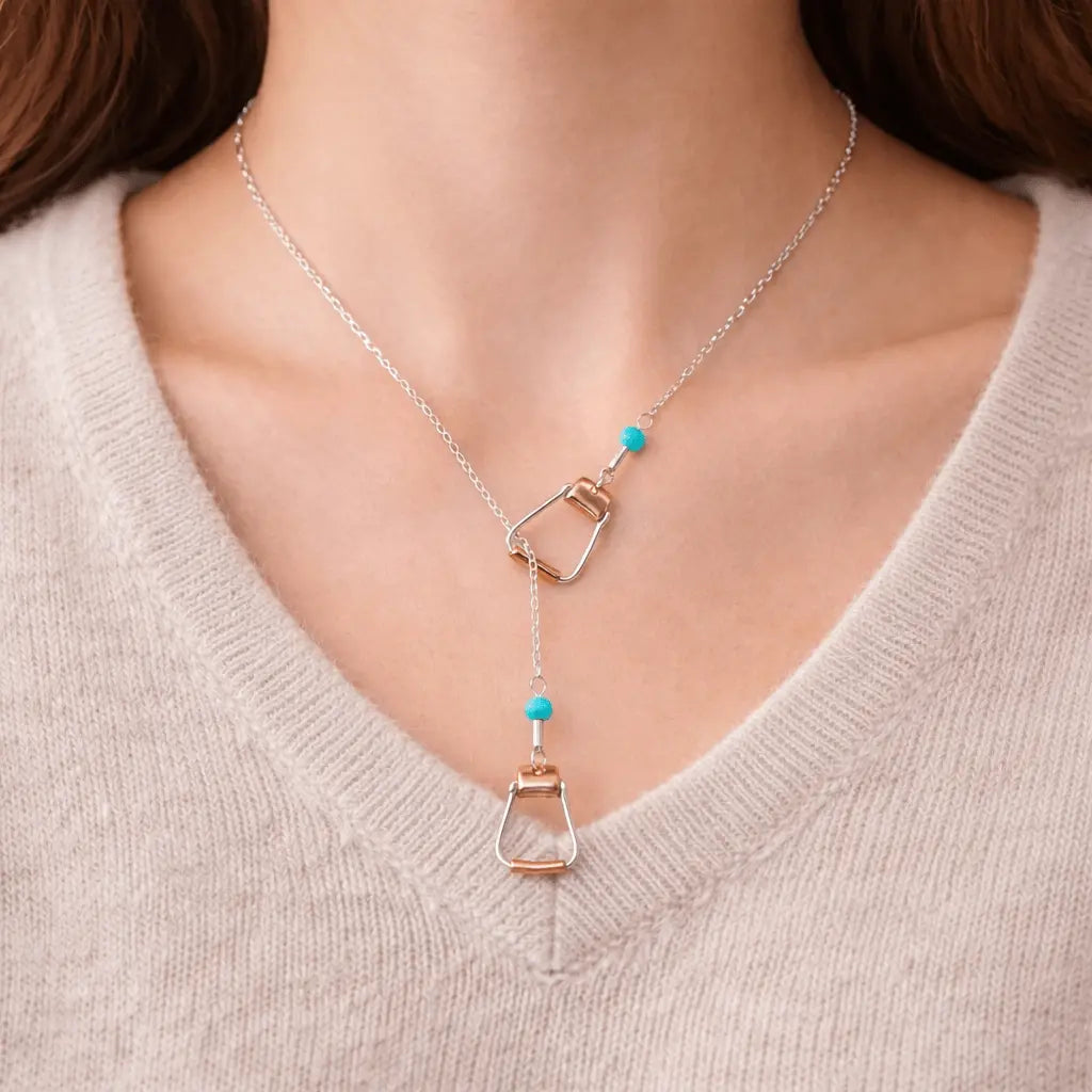 Stirrup Aqua Bead Necklace - Bridle Up Hope Shop
