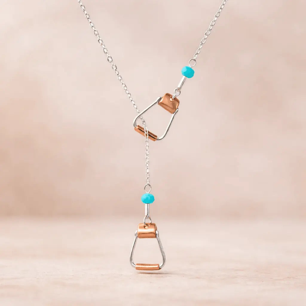 Stirrup Aqua Bead Necklace - Bridle Up Hope Shop