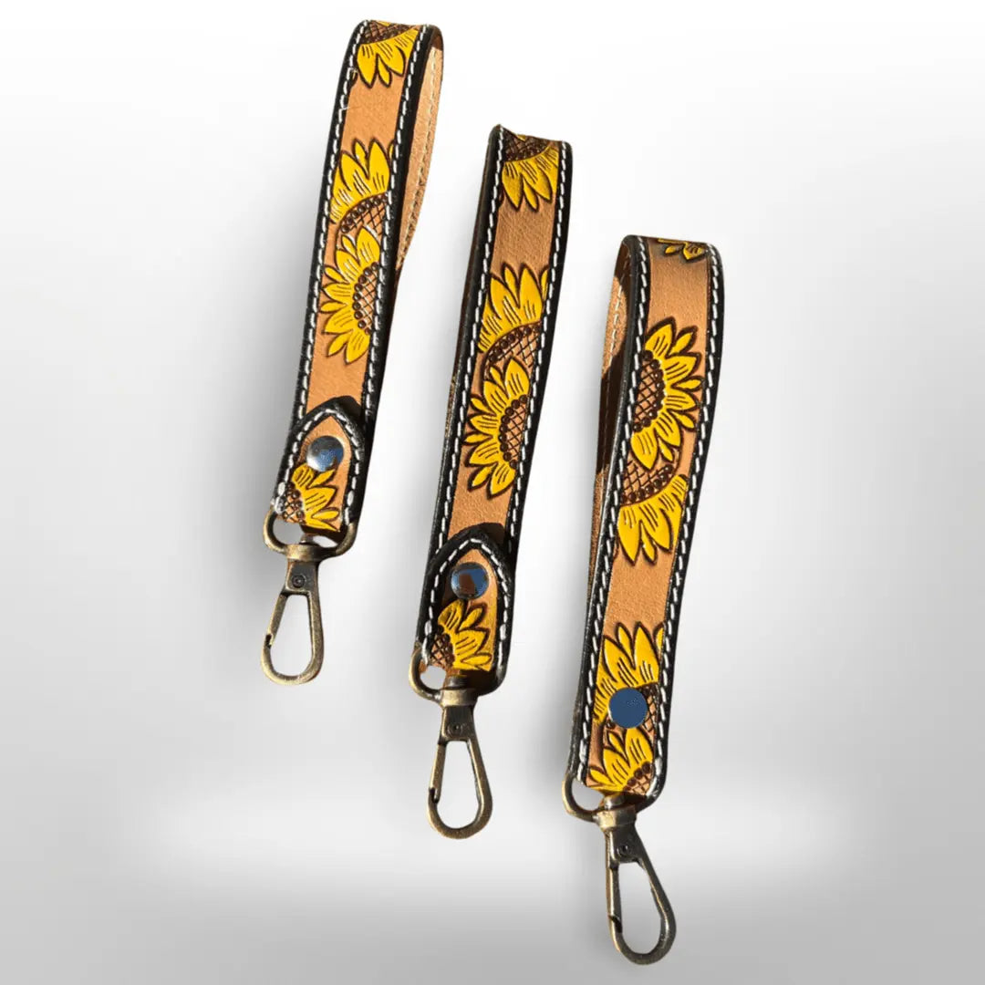 Sunflower Western Leather Keychain - Bridle Up Hope Shop