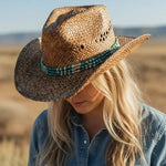 Turquoise Beaded Cowgirl Hat - Bridle Up Hope Shop