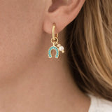 Turquoise & Pearl Horseshoe Earrings - Bridle Up Hope Shop
