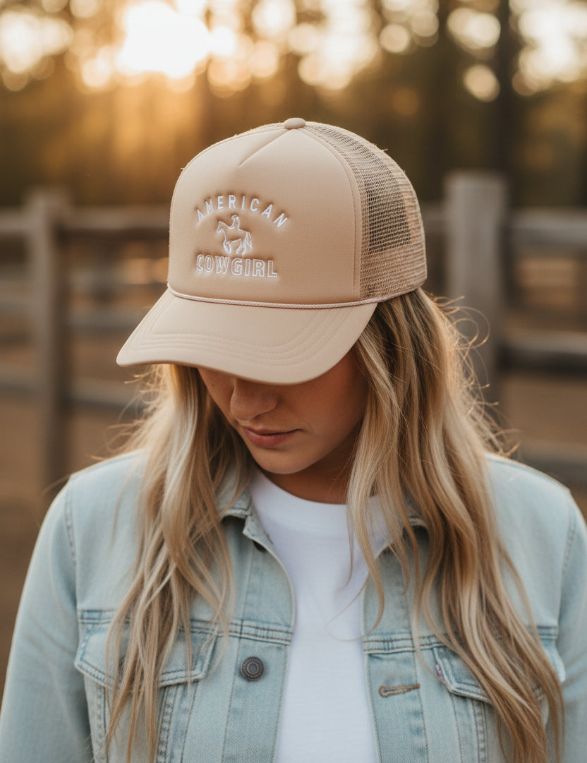 American Cowgirl Trucker Hat (Tan)