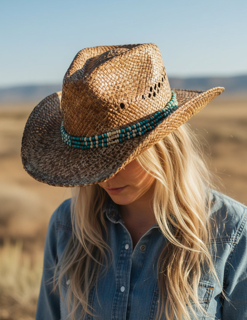 Turquoise Beaded Cowgirl Hat