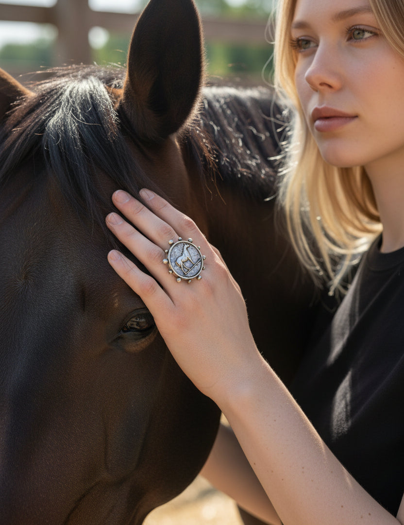Horse Coin Cuff Ring