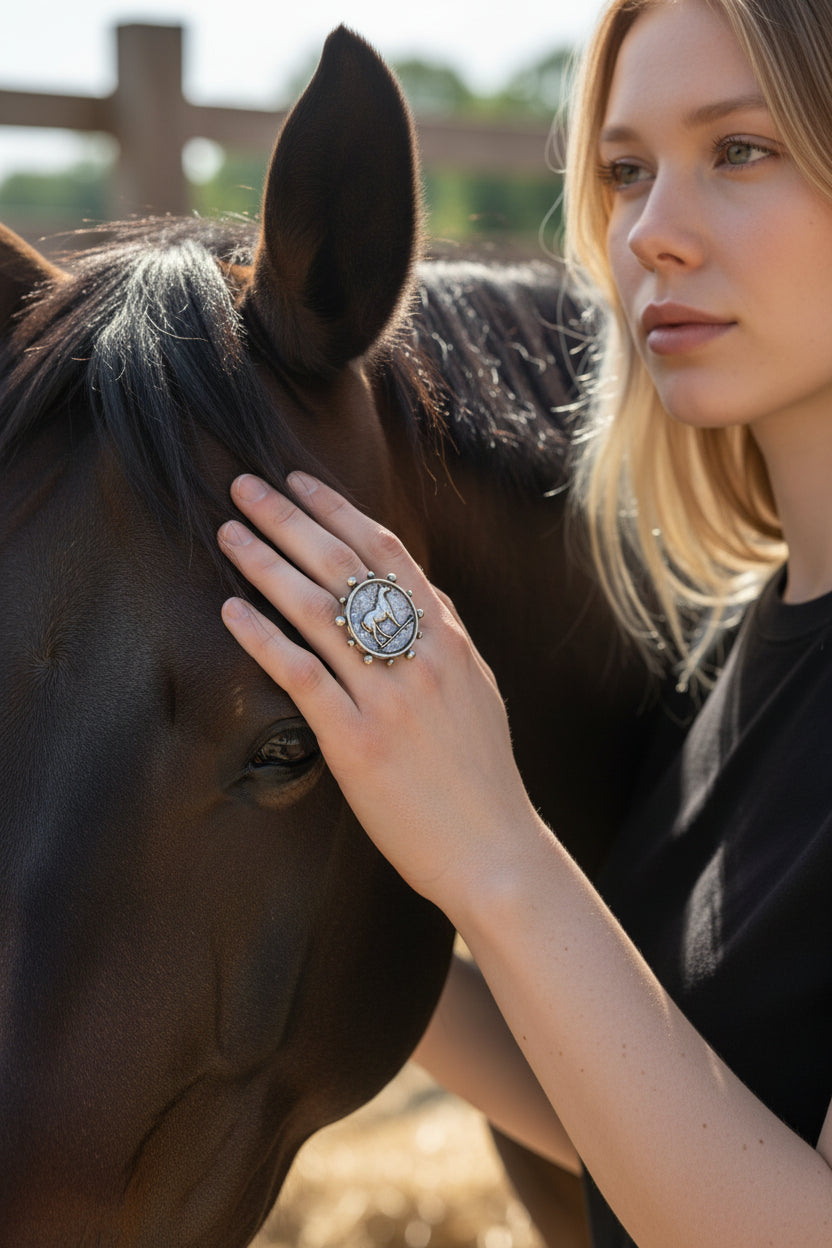 Horse Coin Cuff Ring