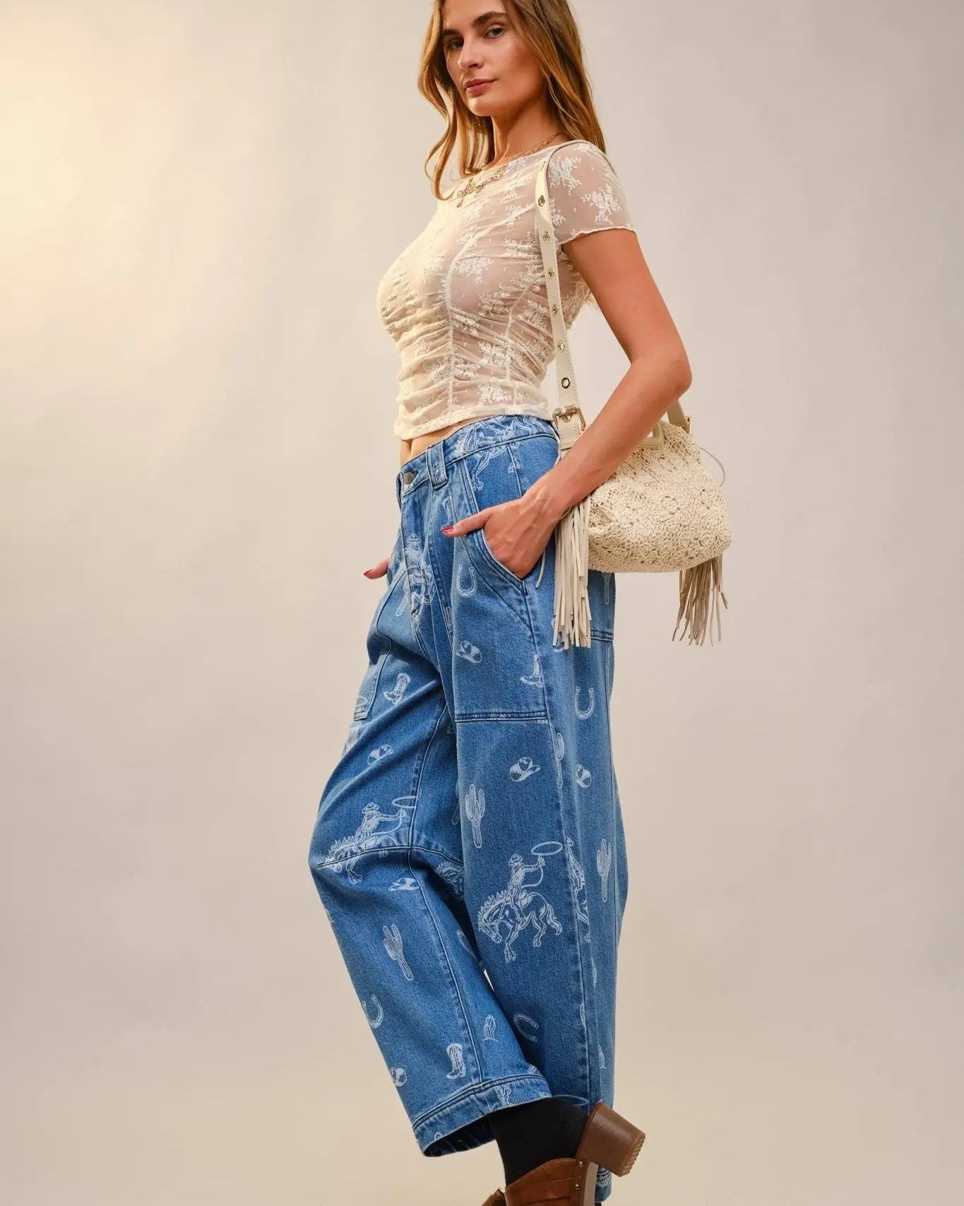 Western Barrel Leg Denim Jean - Bridle Up Hope Shop