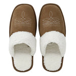 Western Boot Stitch Slippers (Brown) - Bridle Up Hope Shop