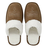 Western Boot Stitch Slippers (Brown) - Bridle Up Hope Shop