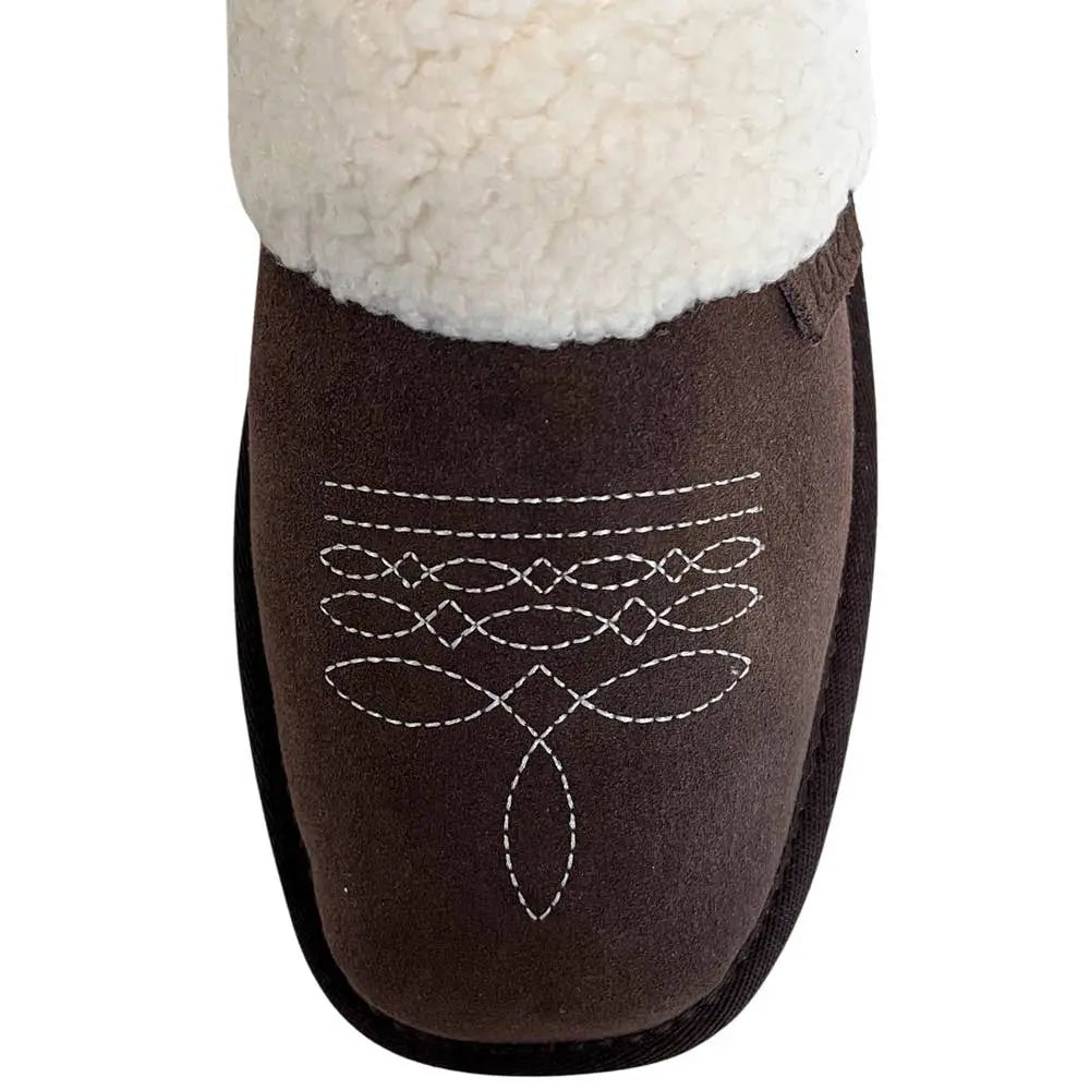 Western Boot Stitch Slippers (Dark Brown) - Bridle Up Hope Shop