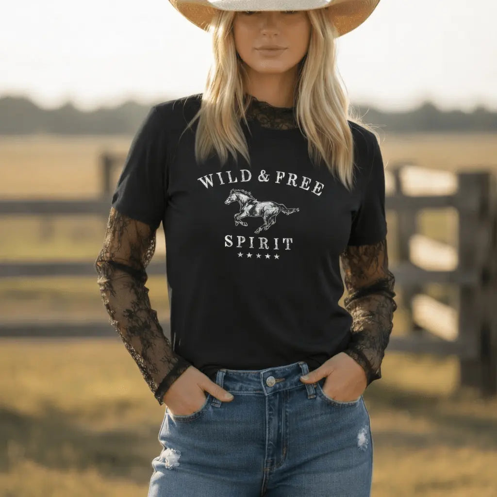 Western Lace Mesh Top - Bridle Up Hope Shop