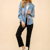 Western Motif Embroidered Tencel Shirt - Bridle Up Hope Shop