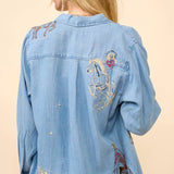 Western Motif Embroidered Tencel Shirt - Bridle Up Hope Shop