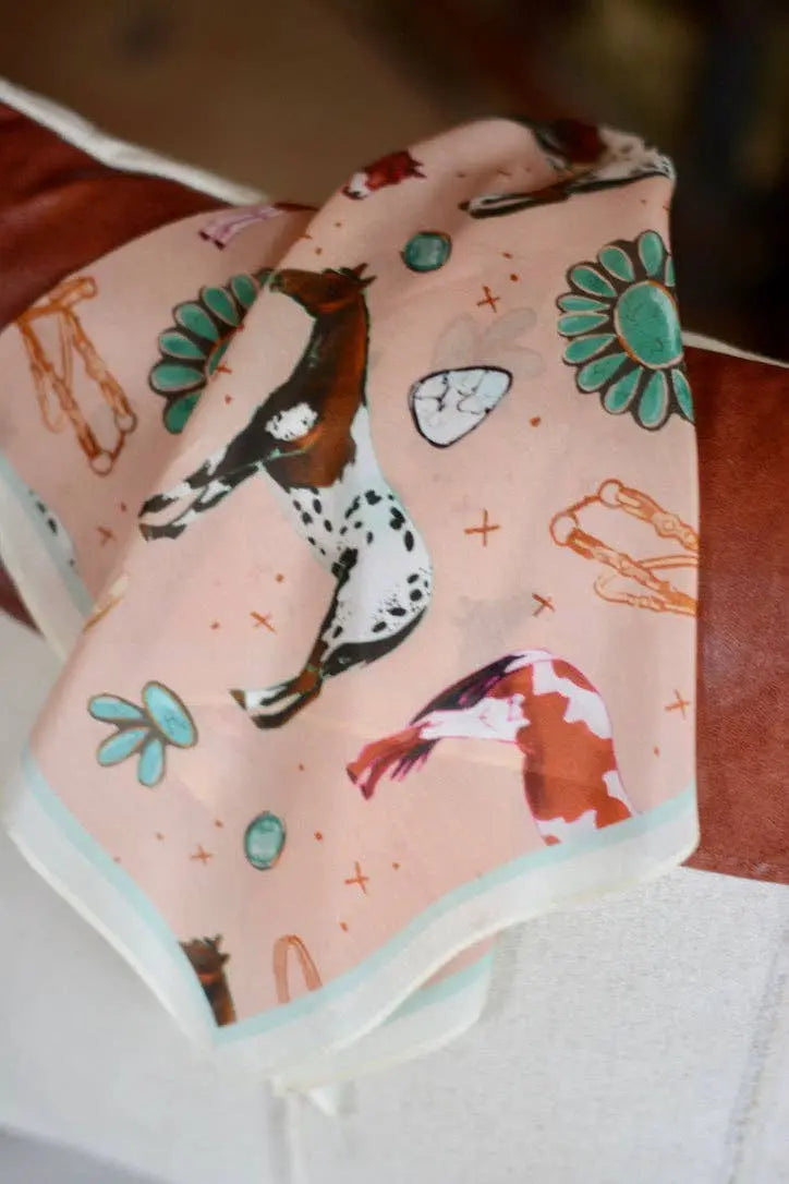 Western Peach Silk Scarf - Bridle Up Hope Shop
