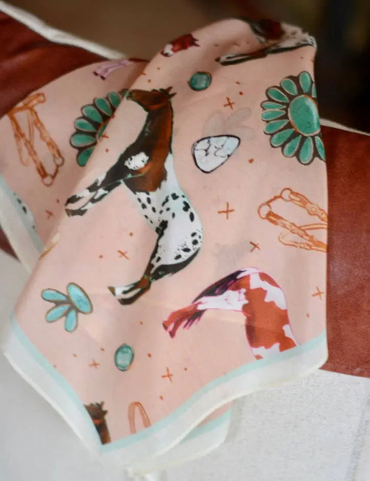 Western Peach Silk Scarf - Bridle Up Hope Shop