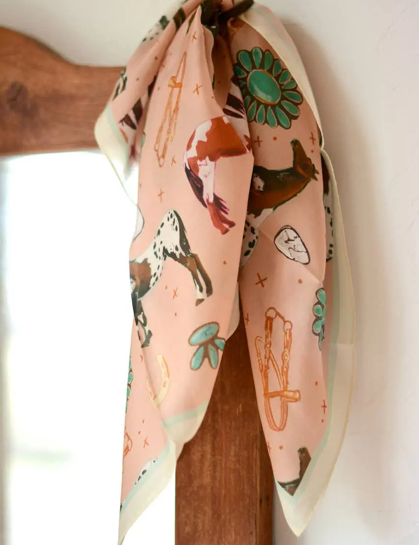 Western Peach Silk Scarf - Bridle Up Hope Shop