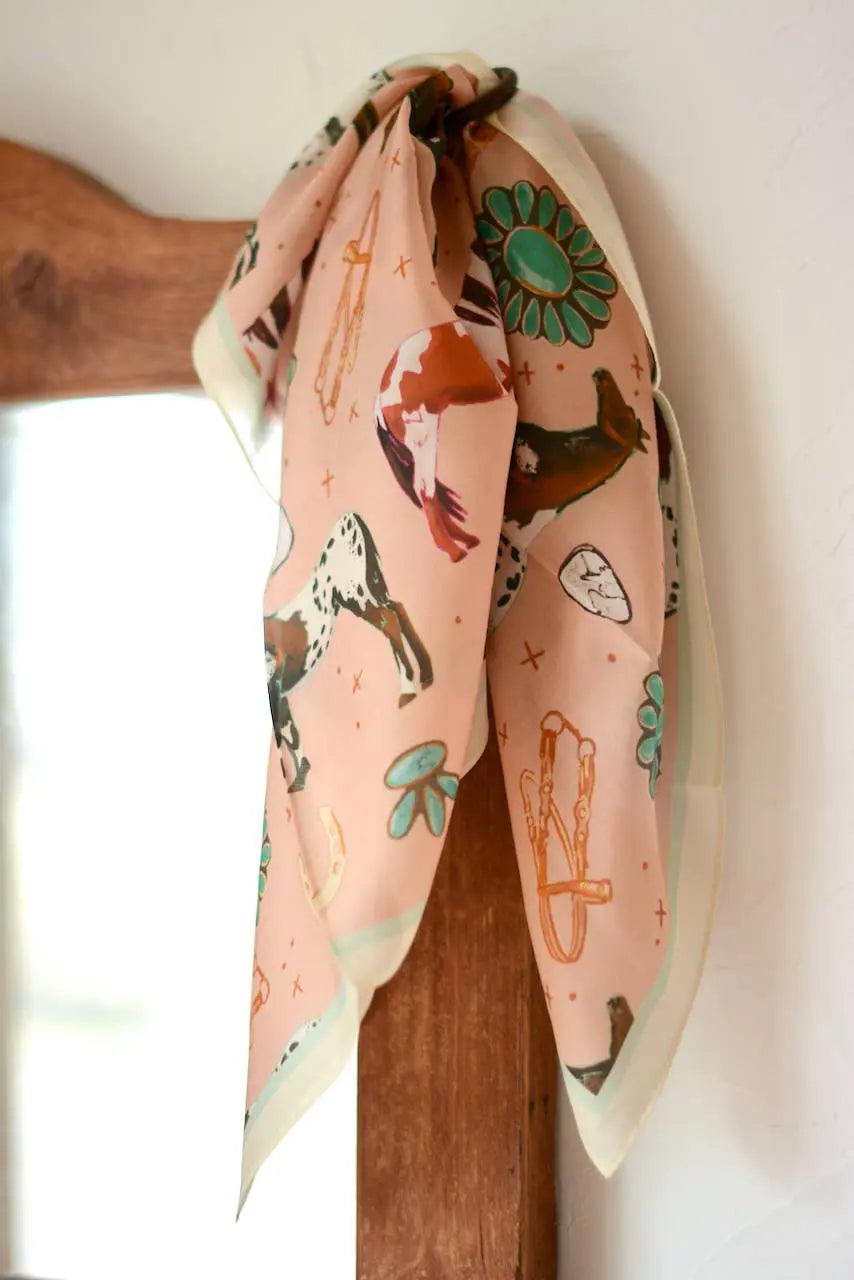 Western Peach Silk Scarf - Bridle Up Hope Shop