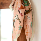 Western Peach Silk Scarf - Bridle Up Hope Shop