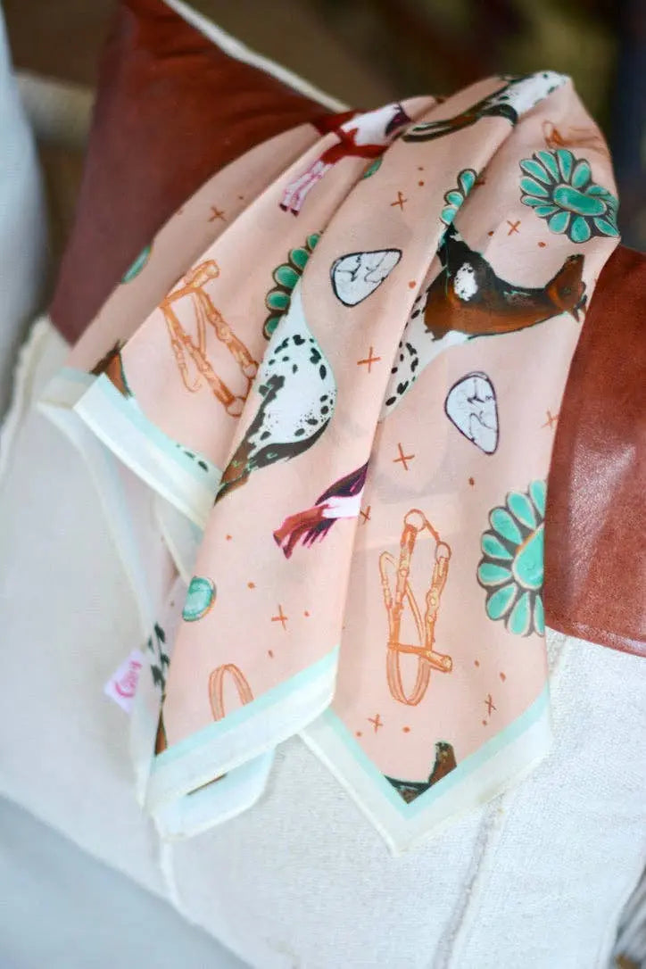 Western Peach Silk Scarf - Bridle Up Hope Shop
