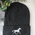 White Horse Beanie (Charcoal) - Bridle Up Hope Shop