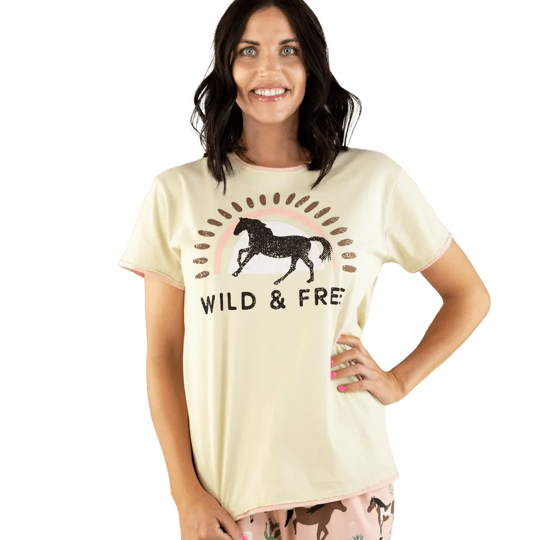 Wild & Free Horse Pajama Tee - Bridle Up Hope Shop