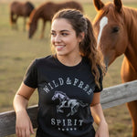 Wild & Free Horse Tee Shirt (Black) - Bridle Up Hope Shop