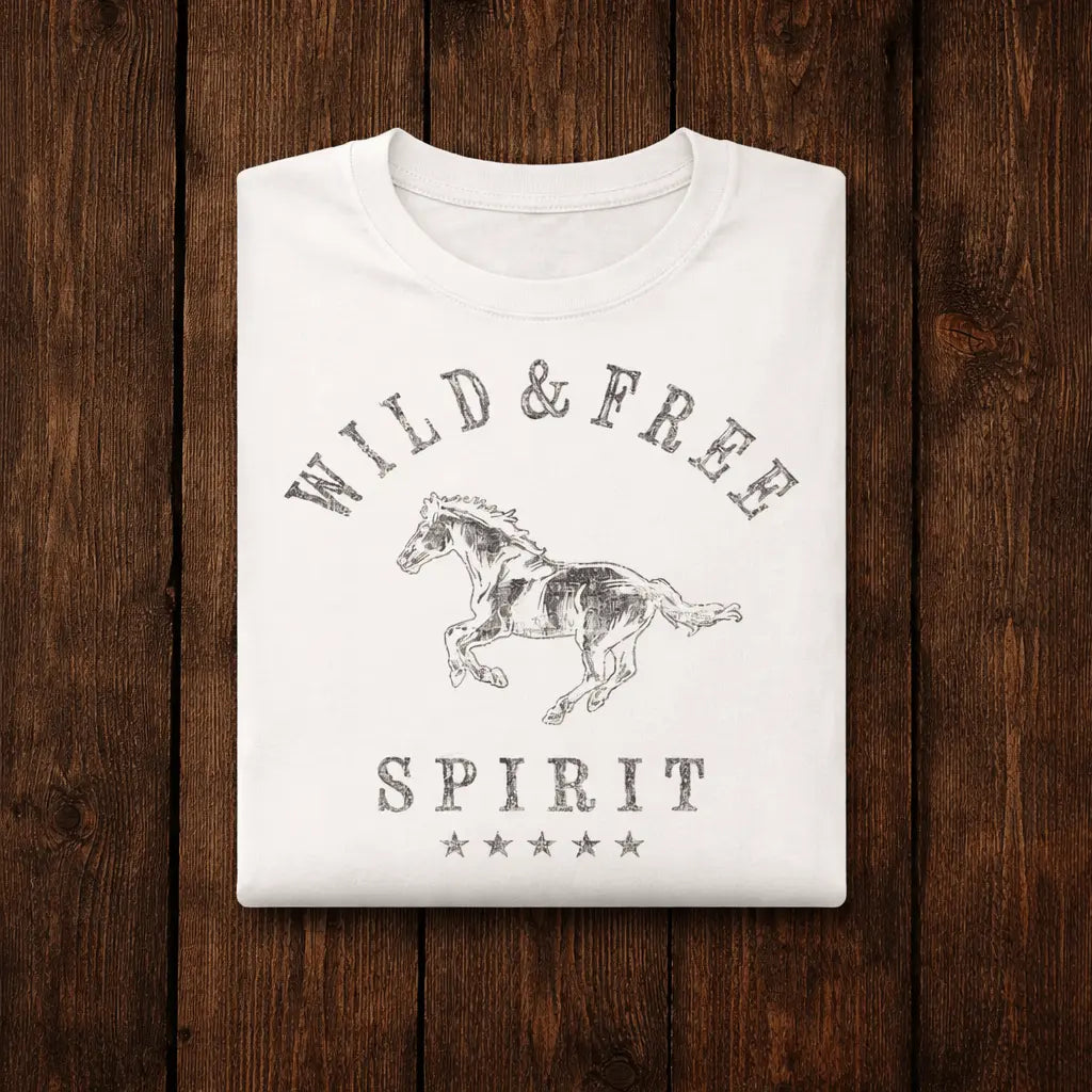 Wild & Free Horse Tee (White) - Bridle Up Hope Shop
