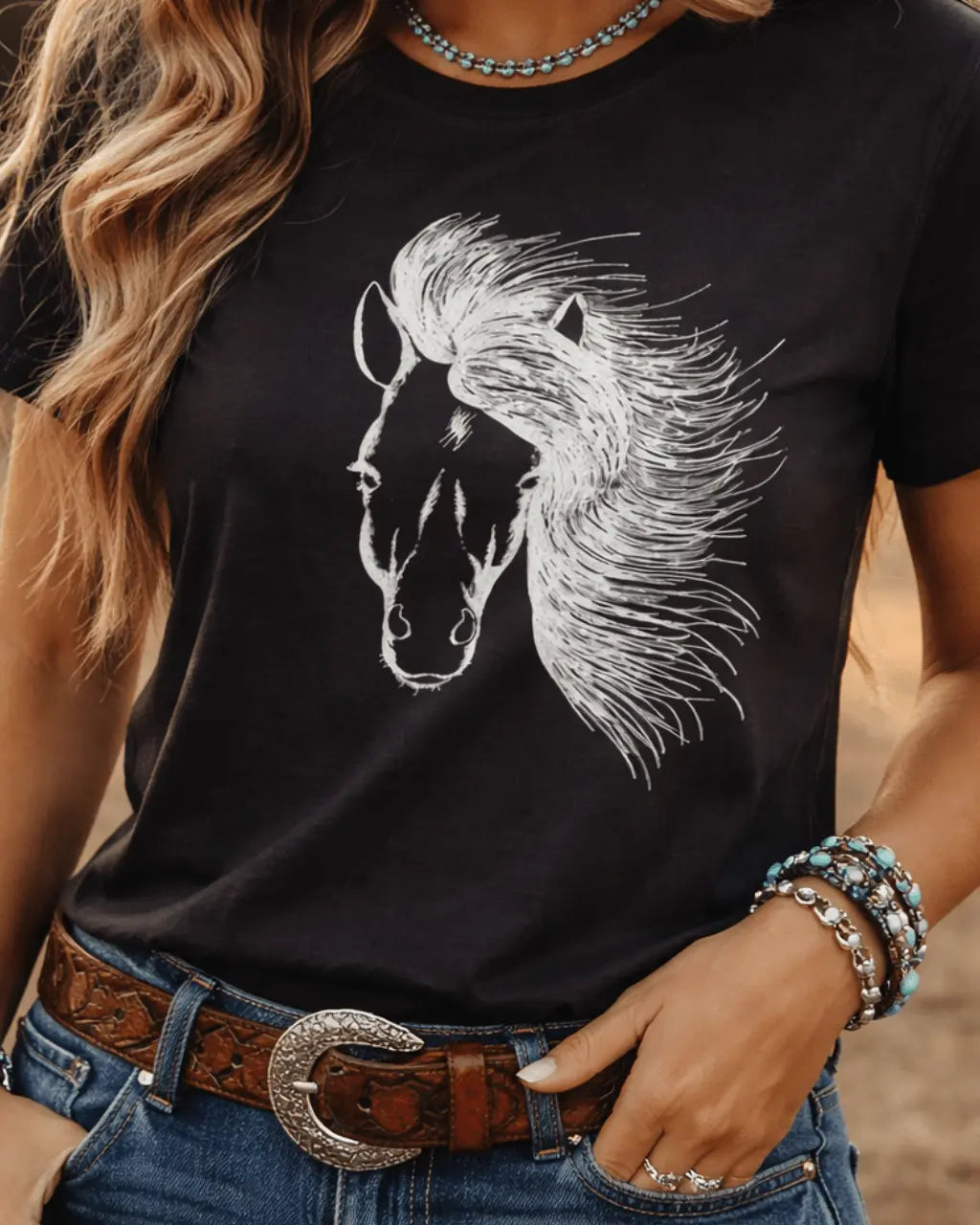 Wild Horse Glitter Tee - Bridle Up Hope Shop