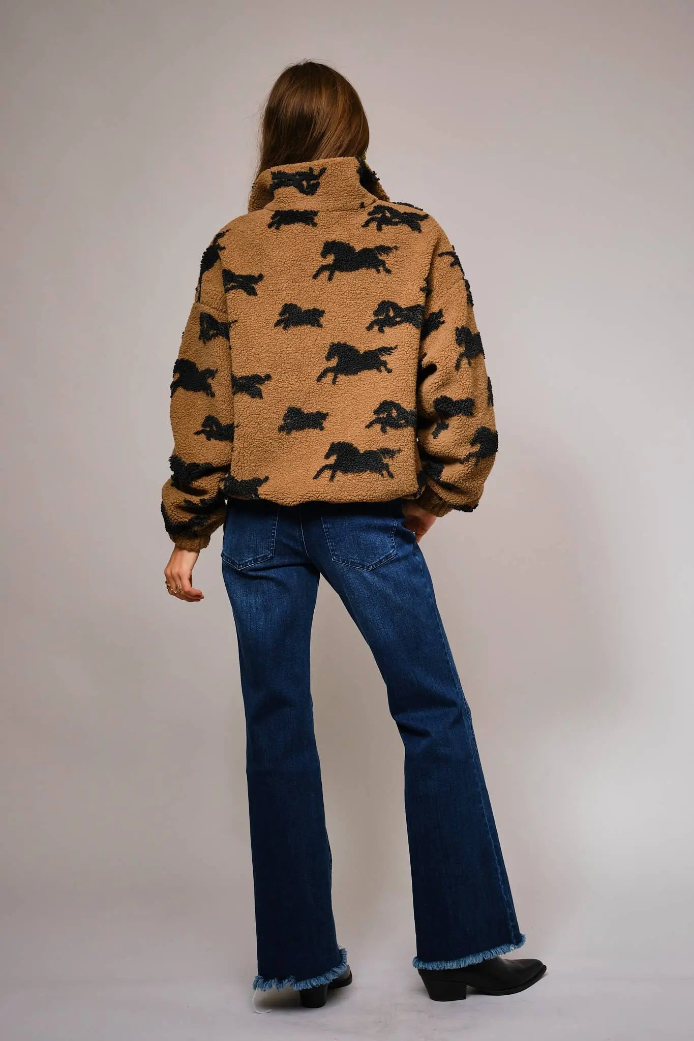 Wild Horse Sherpa Oversized Zip - Up Jacket - Bridle Up Hope Shop