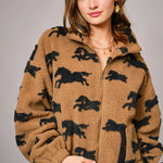 Wild Horse Sherpa Oversized Zip - Up Jacket - Bridle Up Hope Shop