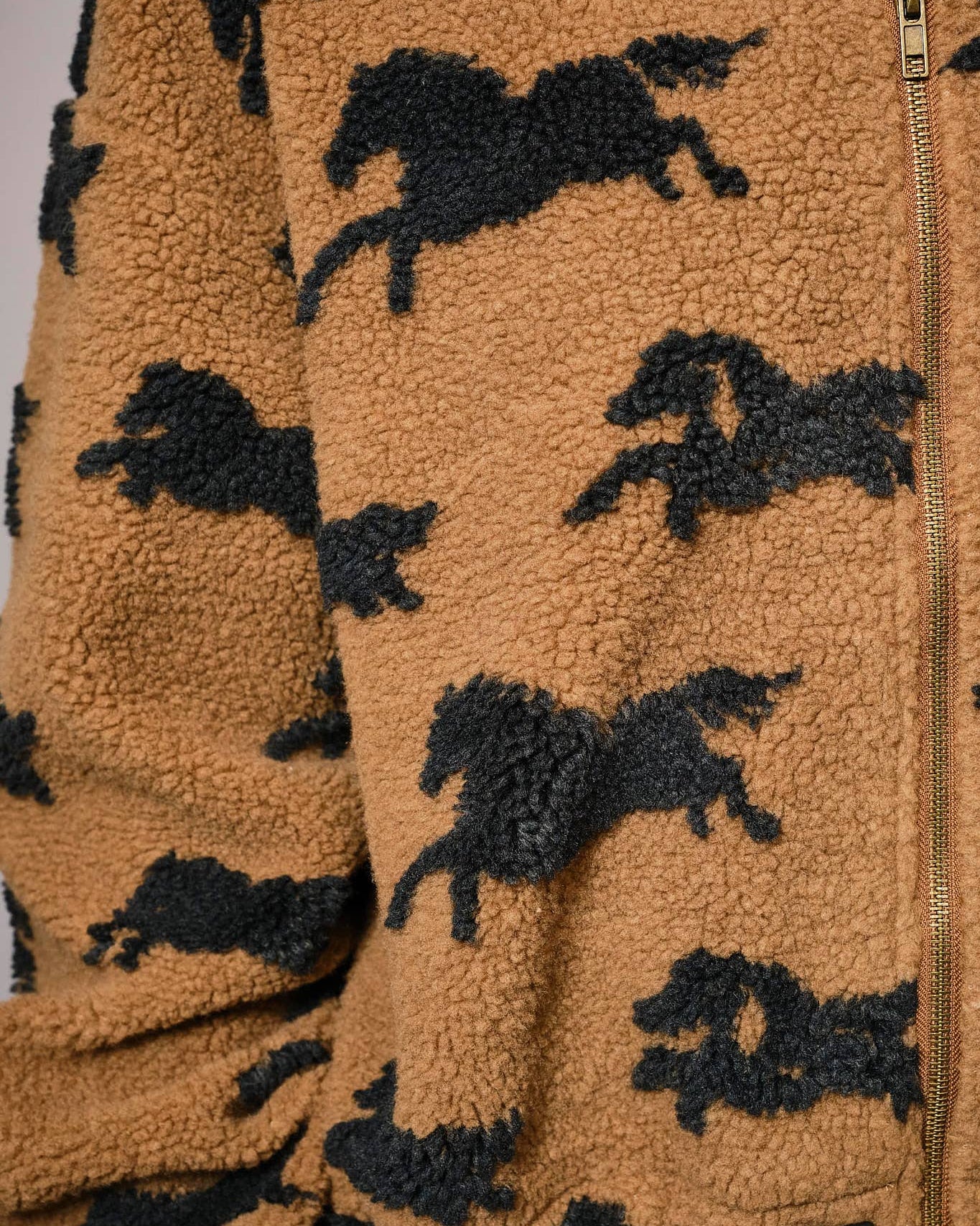 Wild Horse Sherpa Oversized Zip - Up Jacket - Bridle Up Hope Shop