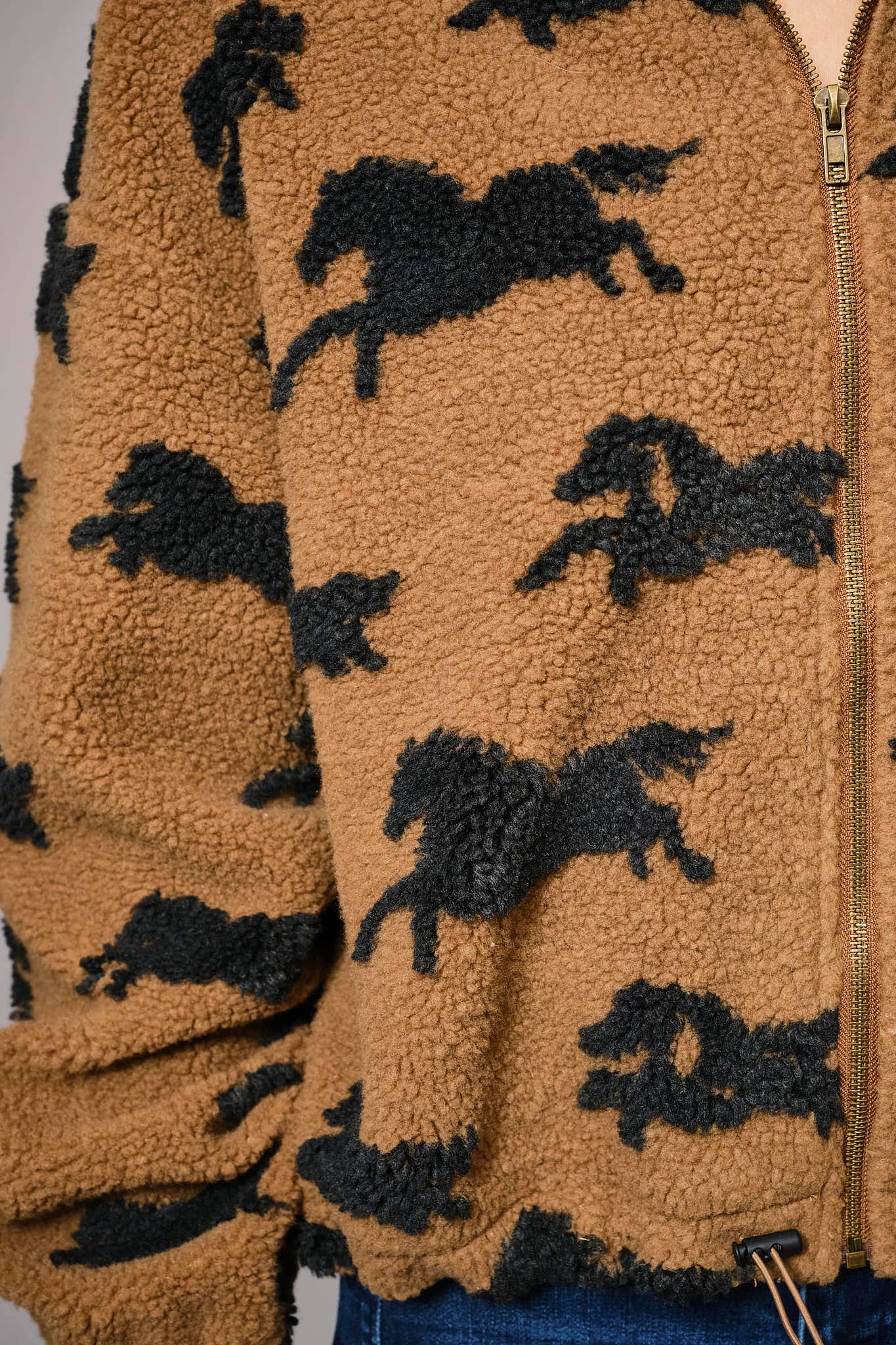 Wild Horse Sherpa Oversized Zip - Up Jacket - Bridle Up Hope Shop