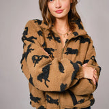 Wild Horse Sherpa Oversized Zip - Up Jacket - Bridle Up Hope Shop