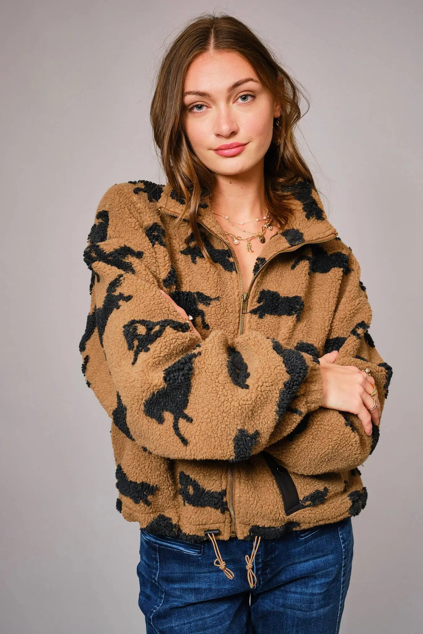 Wild Horse Sherpa Oversized Zip - Up Jacket - Bridle Up Hope Shop