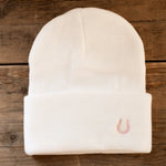 Pink Horseshoe Beanie (White) - Bridle Up Hope Shop