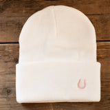 Pink Horseshoe Beanie (White) - Bridle Up Hope Shop